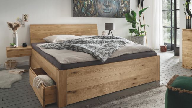 Systembett Nr1 Wildeiche massiv natur