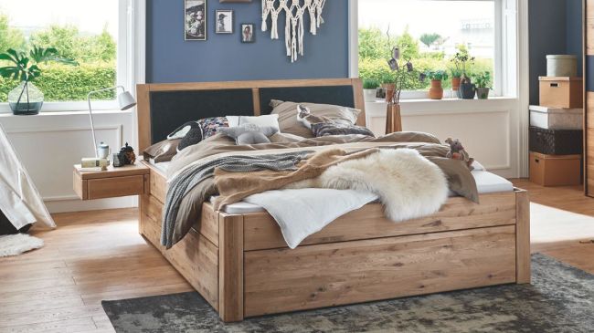 Systembett Wildeiche massiv bianco