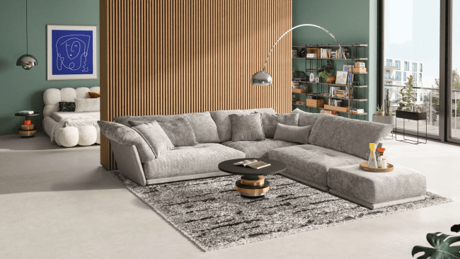 Bretz Sofa in Grau elegantes Design